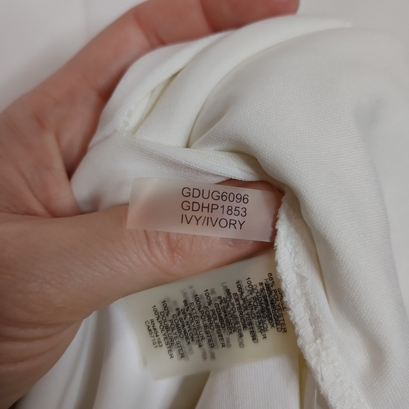 Guess High Neck Sleeveless Pencil Dress Ivory Off White Scuba Knit Sequin Size 4 - Picture 10 of 15